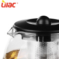 Lilac transparent glass tea pot with stainless infuser